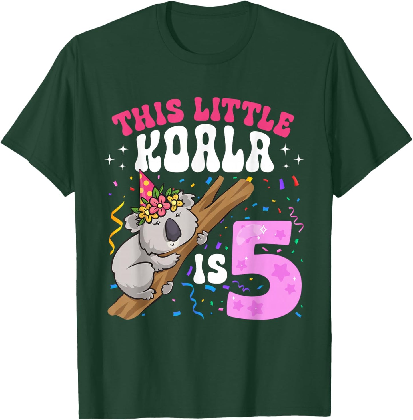 This Little Koala Is 5 Years Old 5th Birthday Koala Girl T-Shirt - T-Shirt | Forest