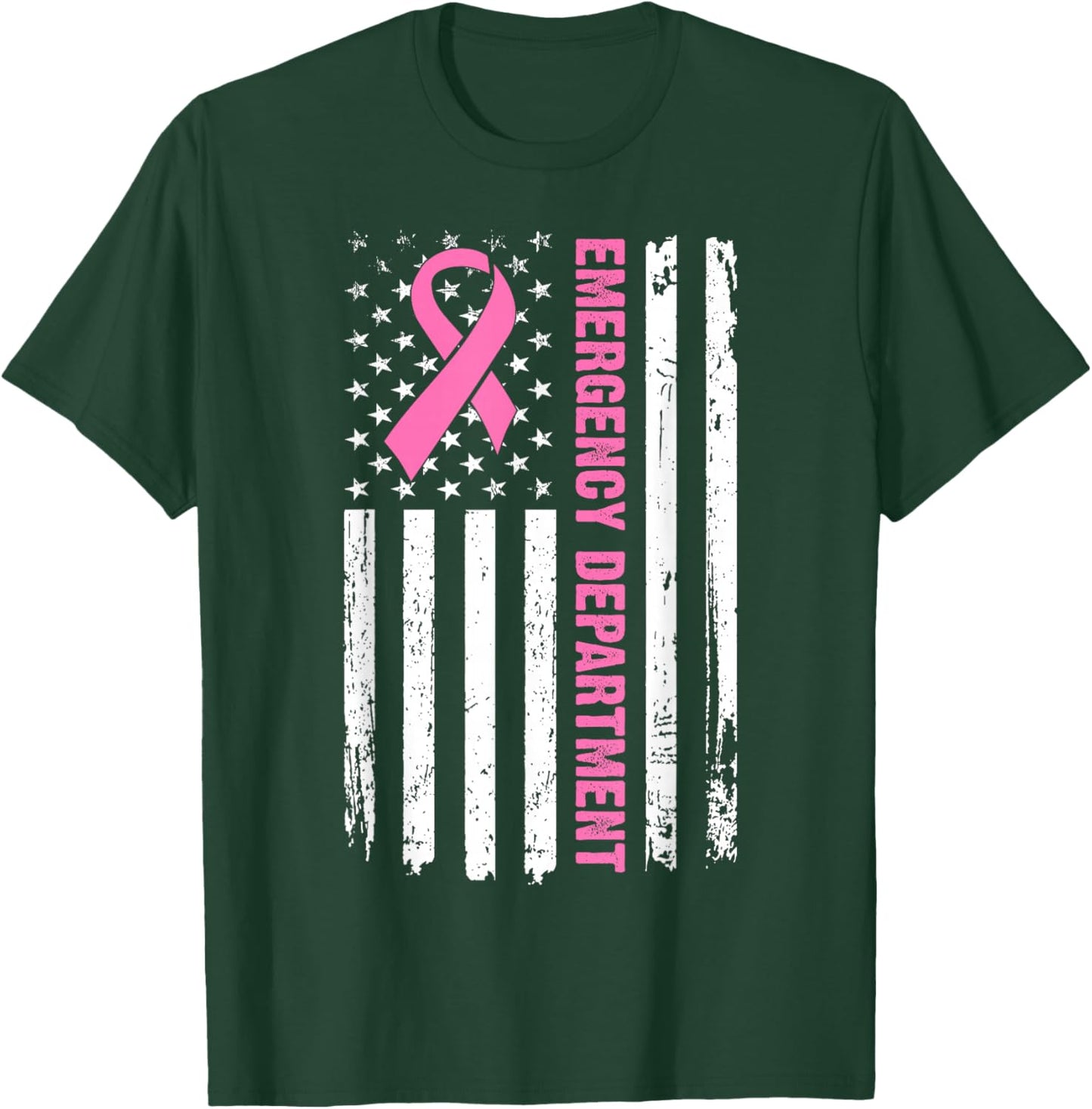 Emergency Department Breast Cancer Awareness Nursing Nurse T-Shirt - T-Shirt | Forest