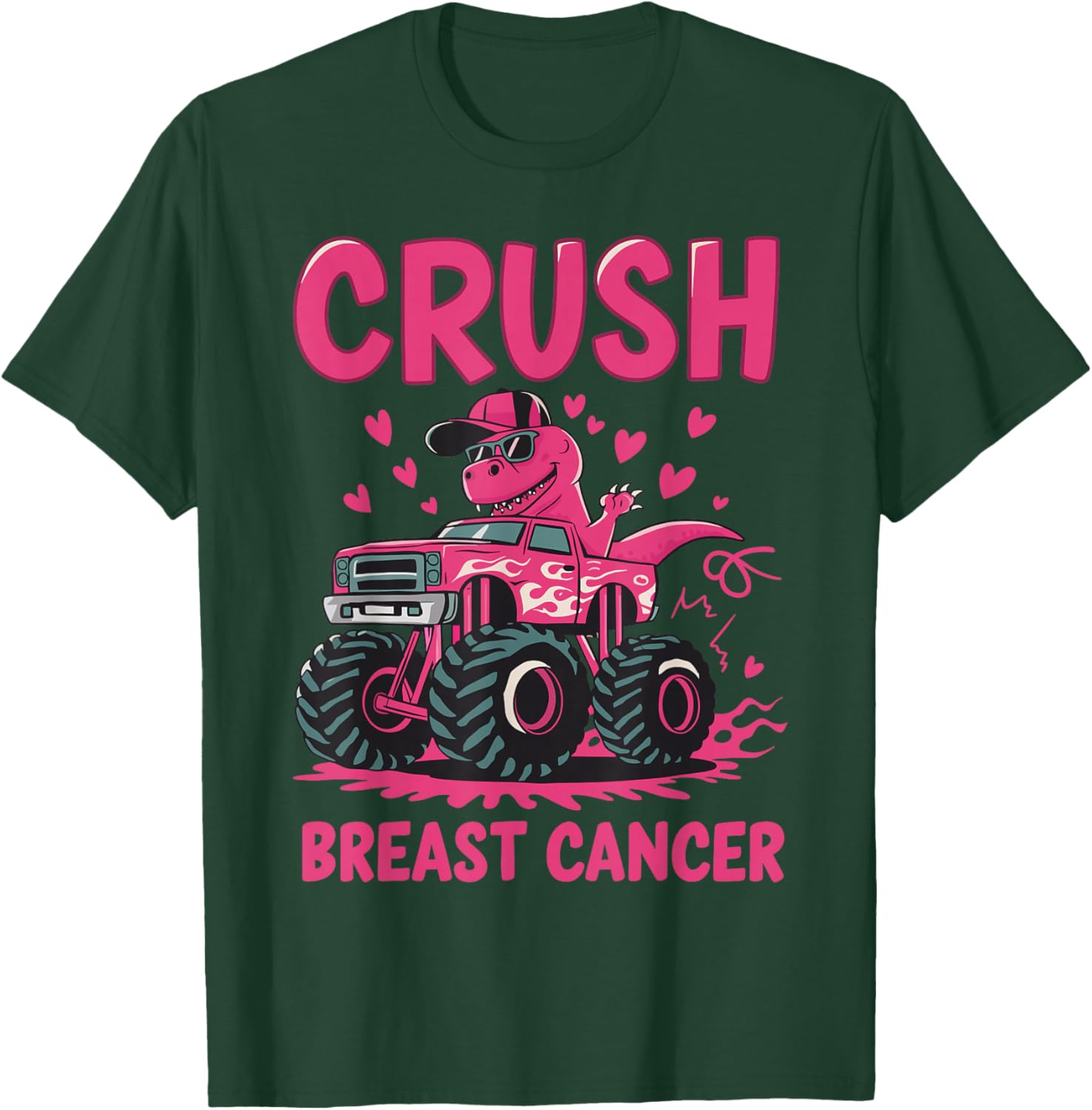 Crush Breast Cancer Awareness Monster Truck Pink Toddler Boy T-Shirt - T-Shirt | Forest