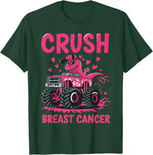 Crush Breast Cancer Awareness Monster Truck Pink Toddler Boy T-Shirt - T-Shirt | Forest