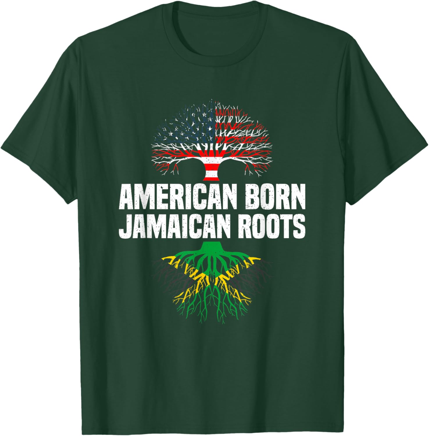 USA Jamaica Flag Proud Heritage American Born Jamaican Roots T-Shirt - T-Shirt | Forest