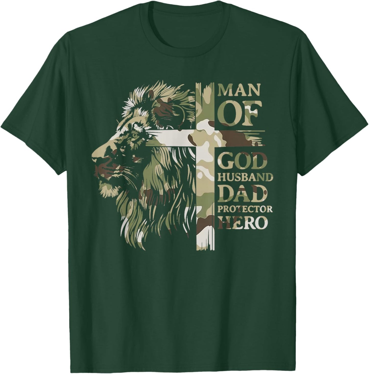 Retro Man of God Husband Daddy Protector Hero Redleg Camo T-Shirt - T-Shirt | Forest