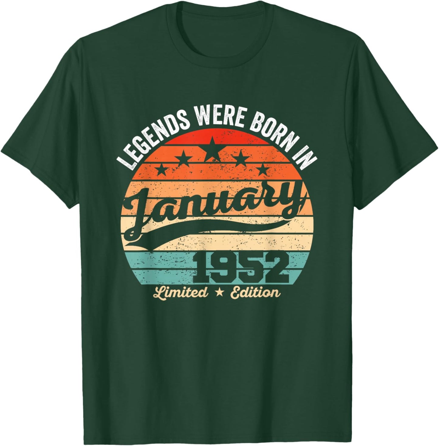 Vintage 74th Birthday Legends were Born in January 1952 T-Shirt - T-Shirt | Forest