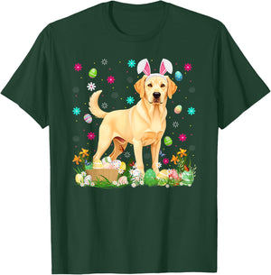 Labrador Retriever Dog Easter Egg Hunt Bunny Ear Easter T-Shirt - T-Shirt | Forest