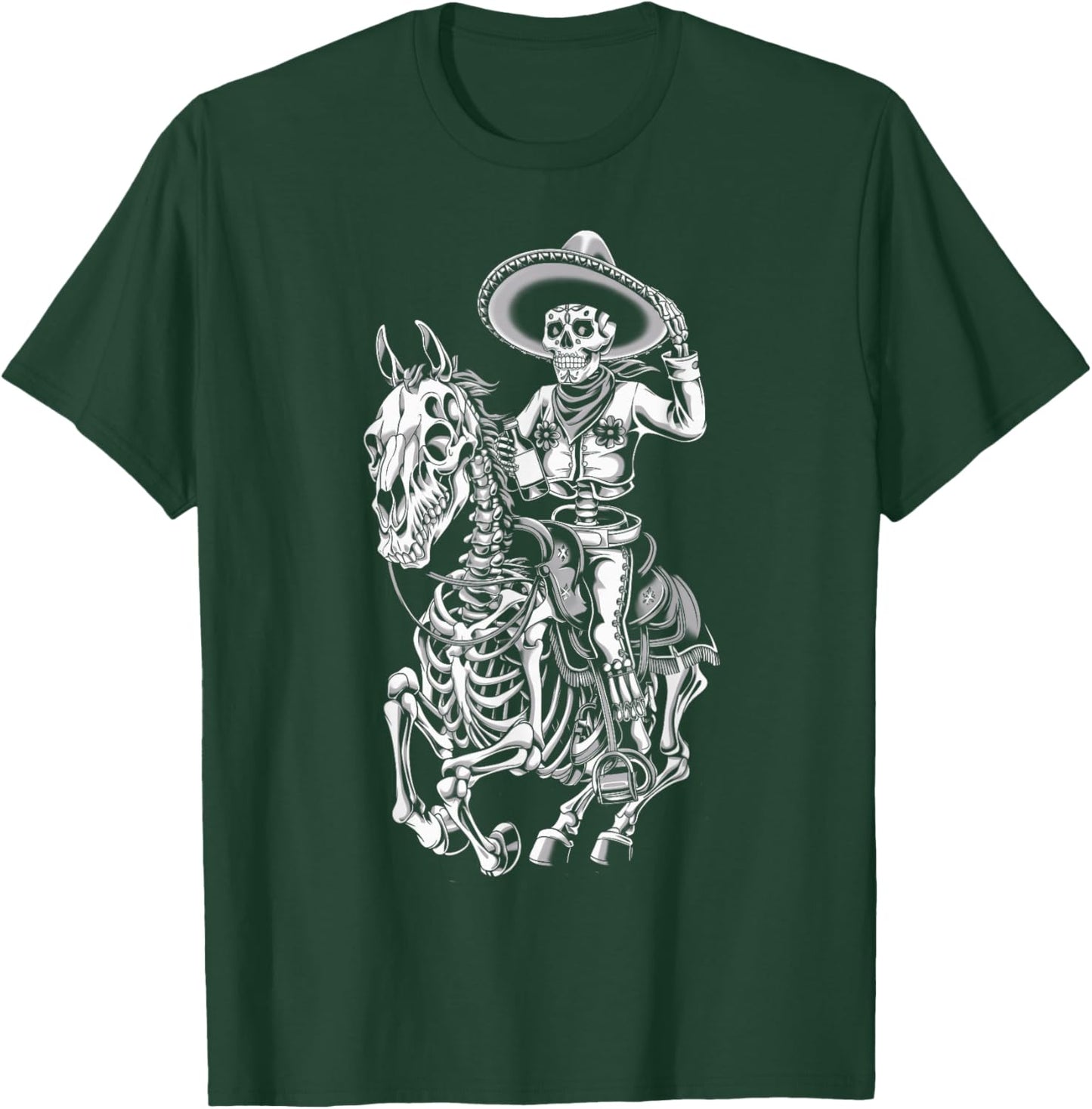 Mexico Vintage Skeleton Tequila Dia De Los Muertos Mexican T-Shirt - T-Shirt | Forest