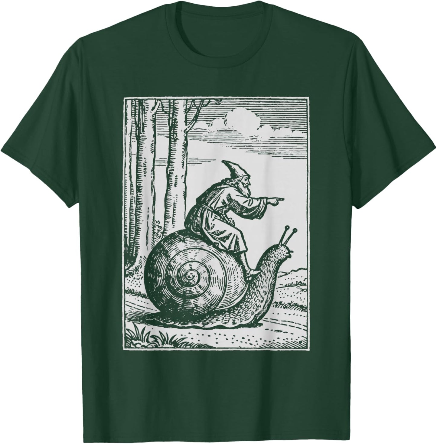 Retro Medieval Wizard Snail Rider T-Shirt - T-Shirt | Forest