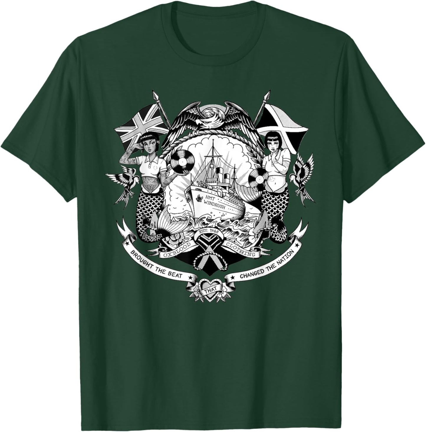 HMT Windrush Trojan Skinhead Reggae - British Jamaican T-Shirt - T-Shirt | Forest
