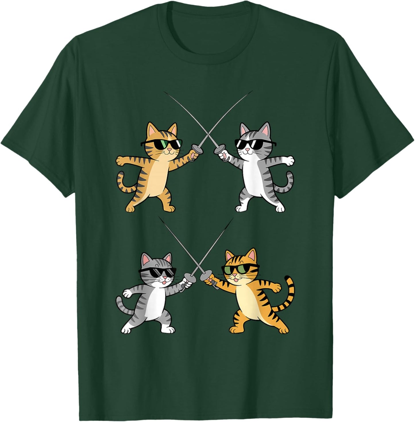 Fencer Cat with Epee Fencing T-Shirt - T-Shirt | Forest