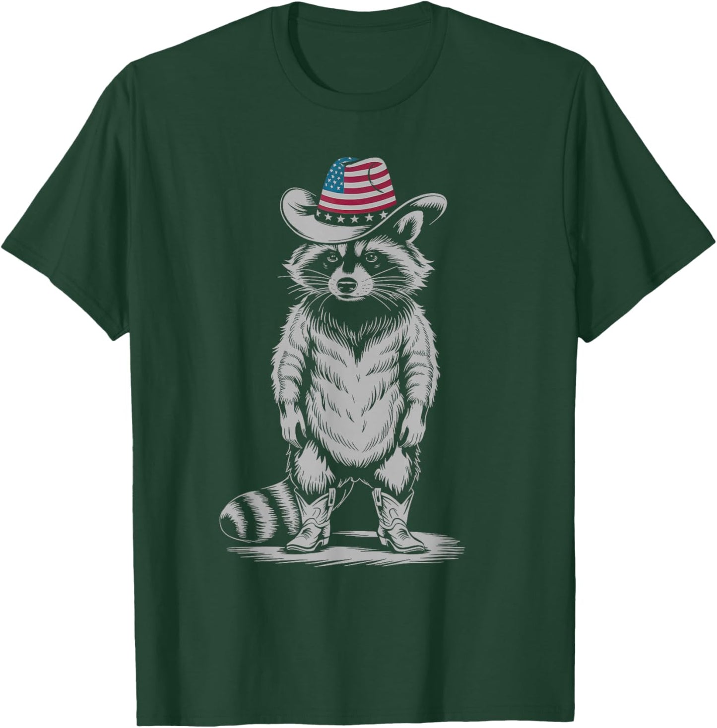 Vintage Racoon Trash Panda Cowboy Western Country Cowgirl T-Shirt - T-Shirt | Forest