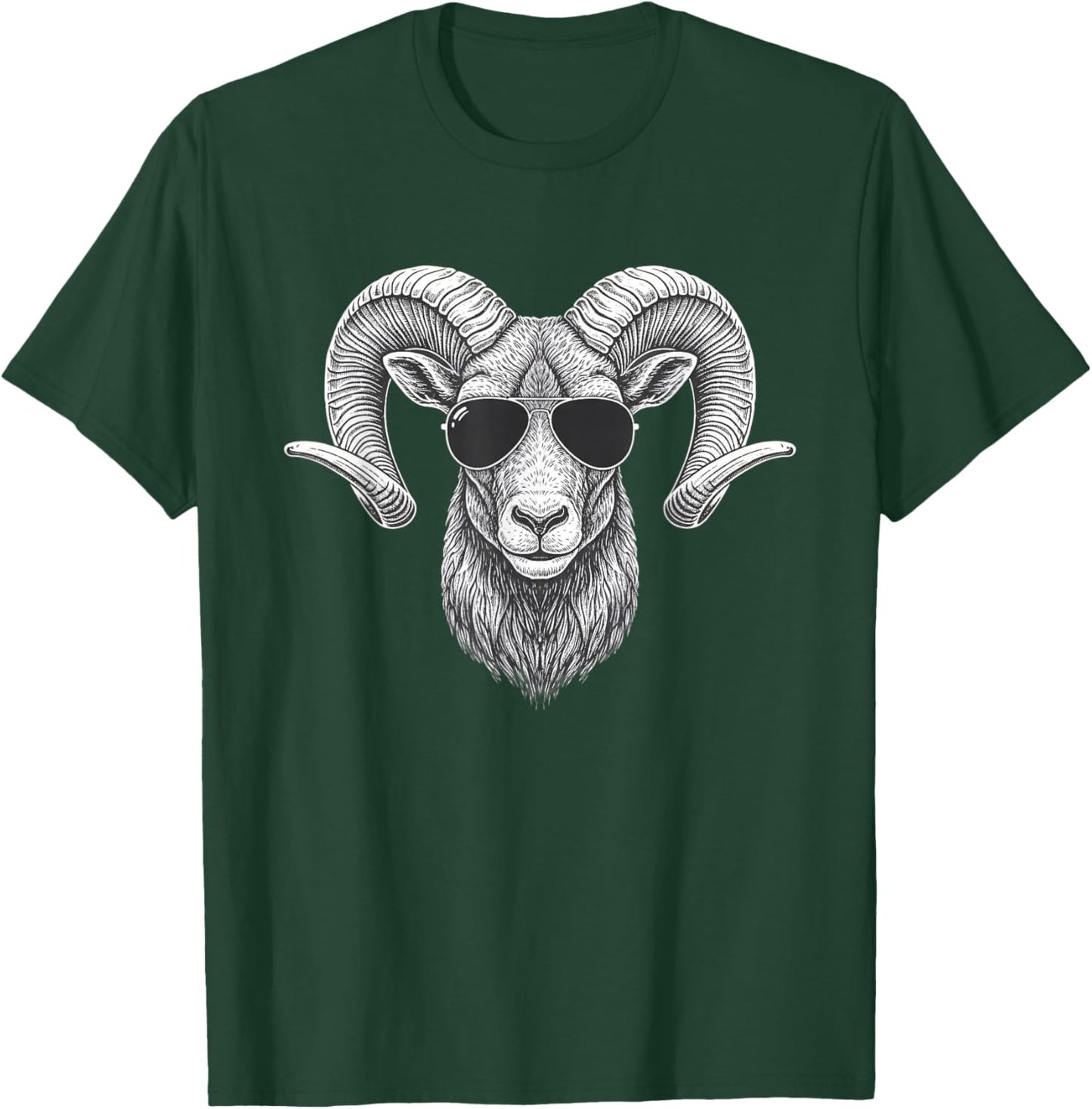 Cool Ram Wearing Sunglasses Funny Farm Animals Kids Graphic T-Shirt - T-Shirt | Forest