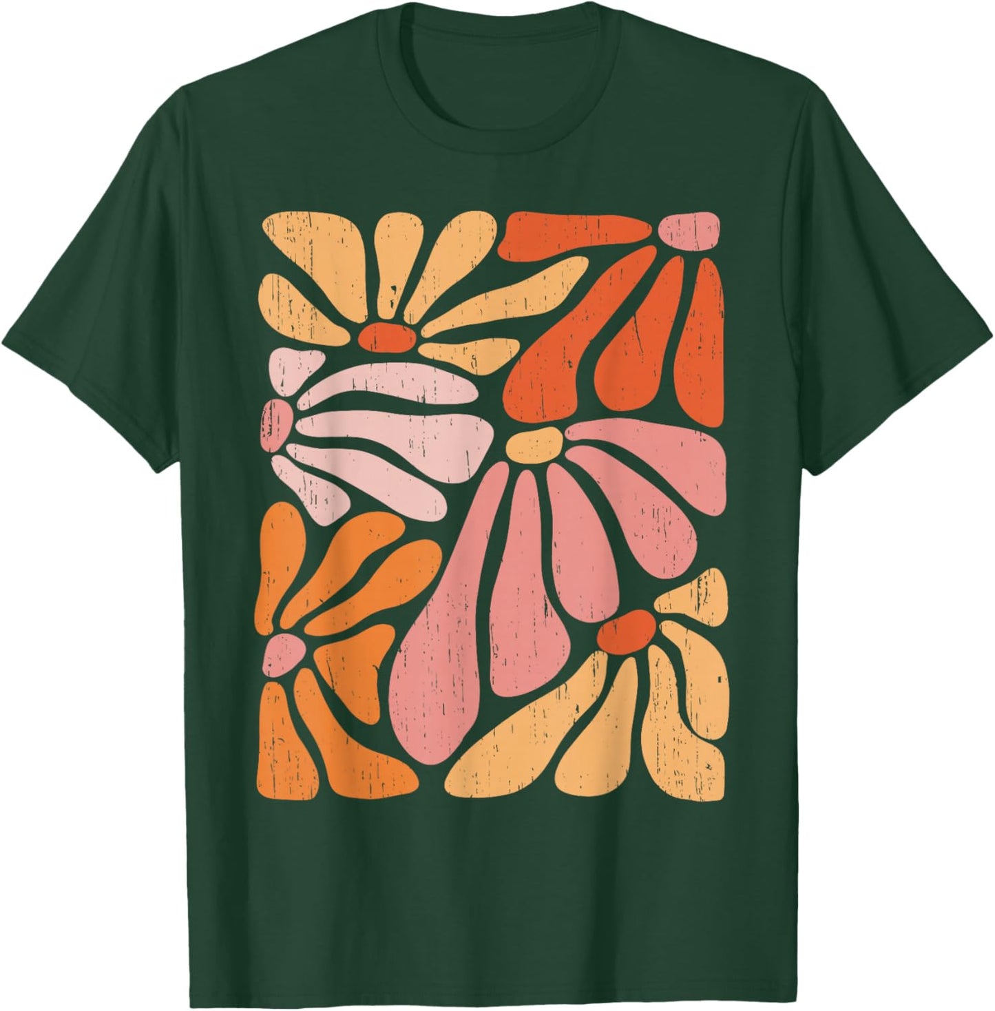 Boho Wildblumen Retro Floral T-Shirt - T-Shirt | Forest