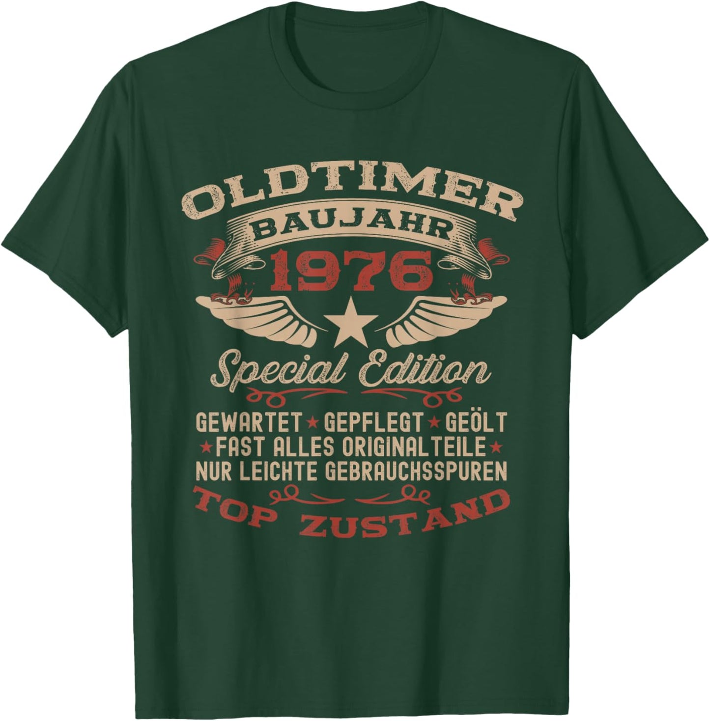 50th Birthday Gift Man Vintage 1976 Classic Car Funny T-Shirt - T-Shirt | Forest
