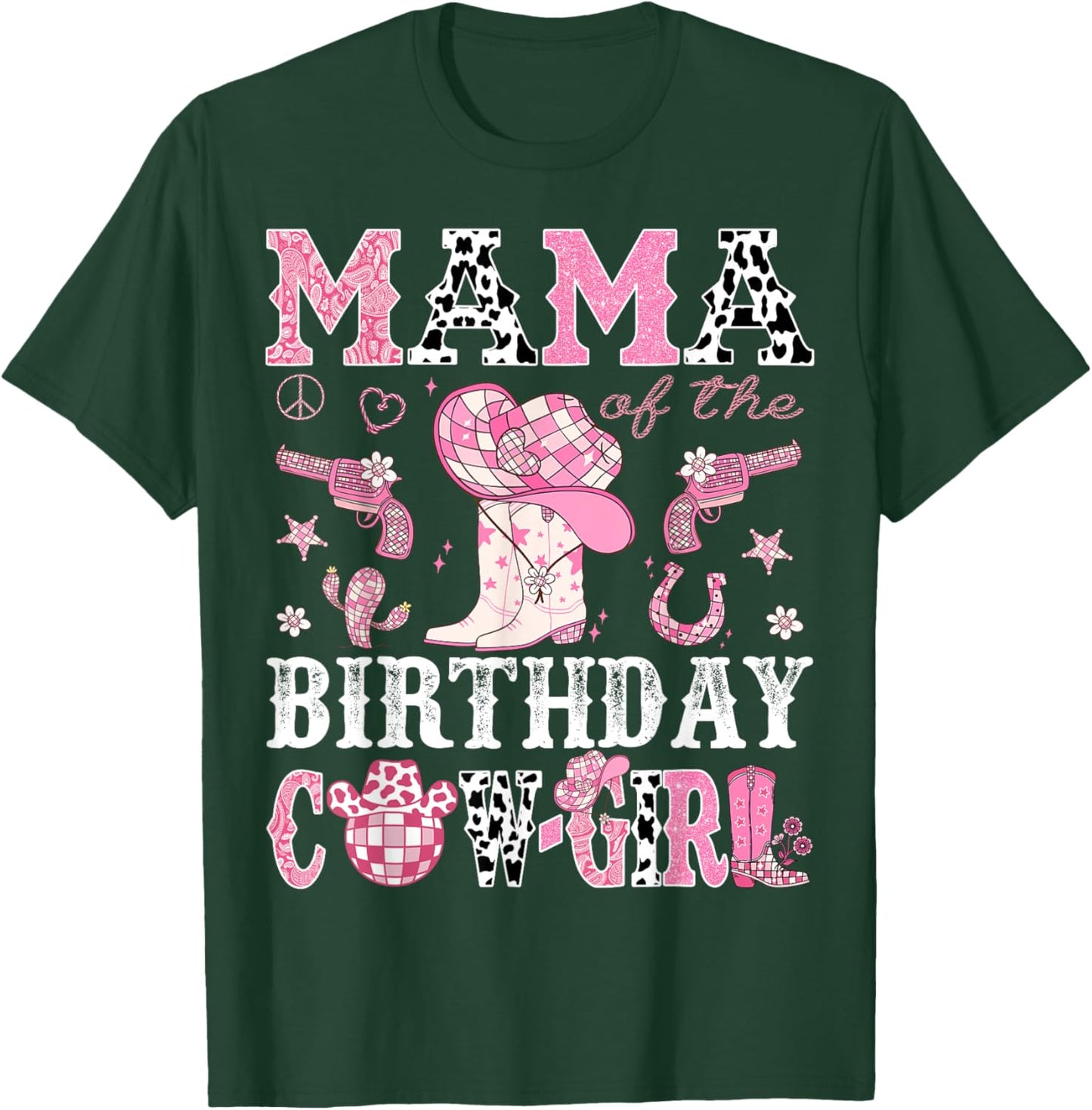 Mama Of The Birthday Cow-Girl Pink Disco Rodeo Western T-Shirt - T-Shirt | Forest