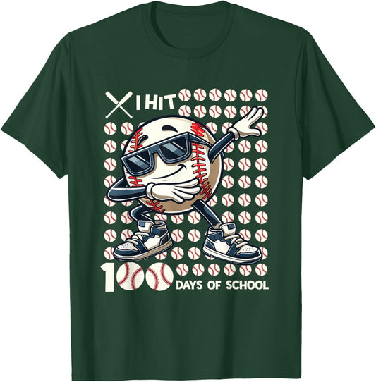 100 Days of School Baseball Bat 100th Day of School Boys T-Shirt - T-Shirt | Forest