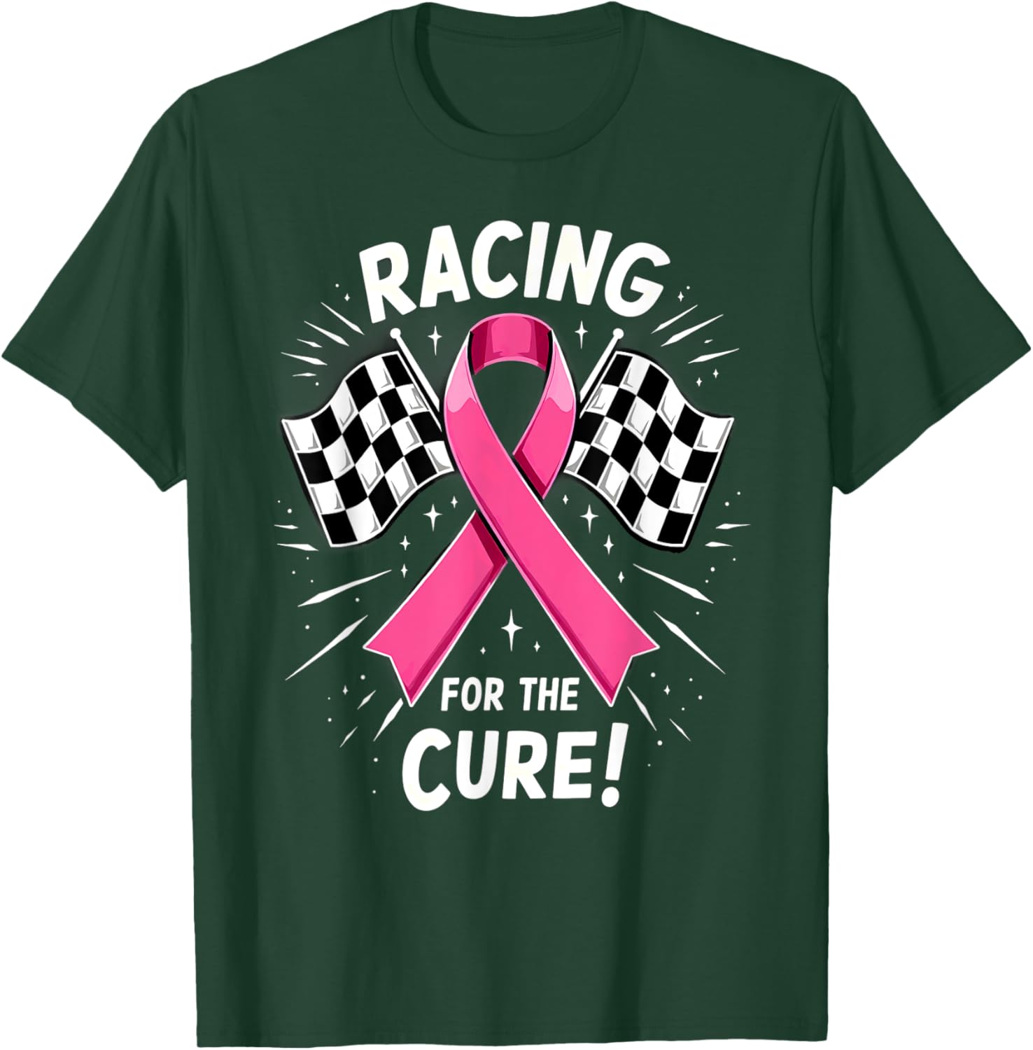 Pink Ribbon Breast Cancer Racing For The Cure T-Shirt - T-Shirt | Forest