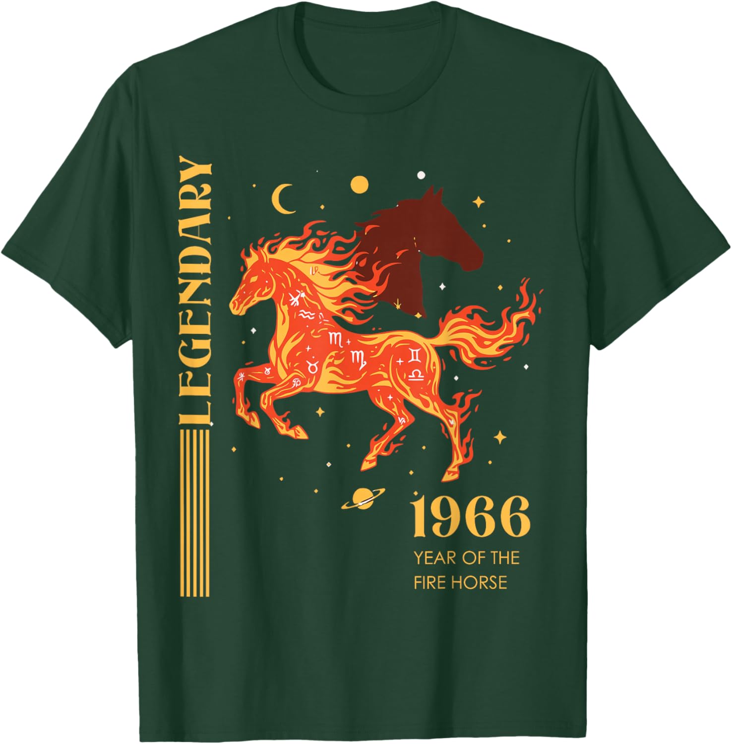 60. Geburtstag Jahr des Feuerpferdes 2026 Retro 1966 Sternzeichen T-Shirt - T-Shirt | Forest
