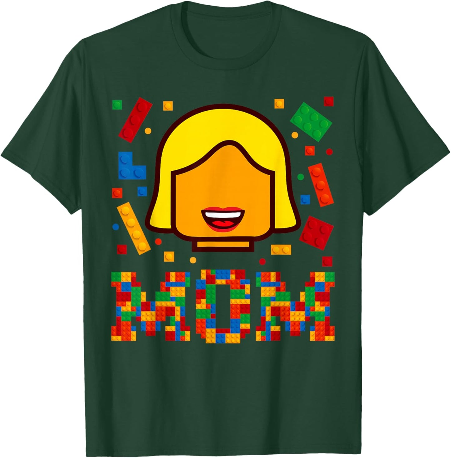 Family Mom Master Builder Building Bricks Blocks Mothers Day T-Shirt - T-Shirt | Forest