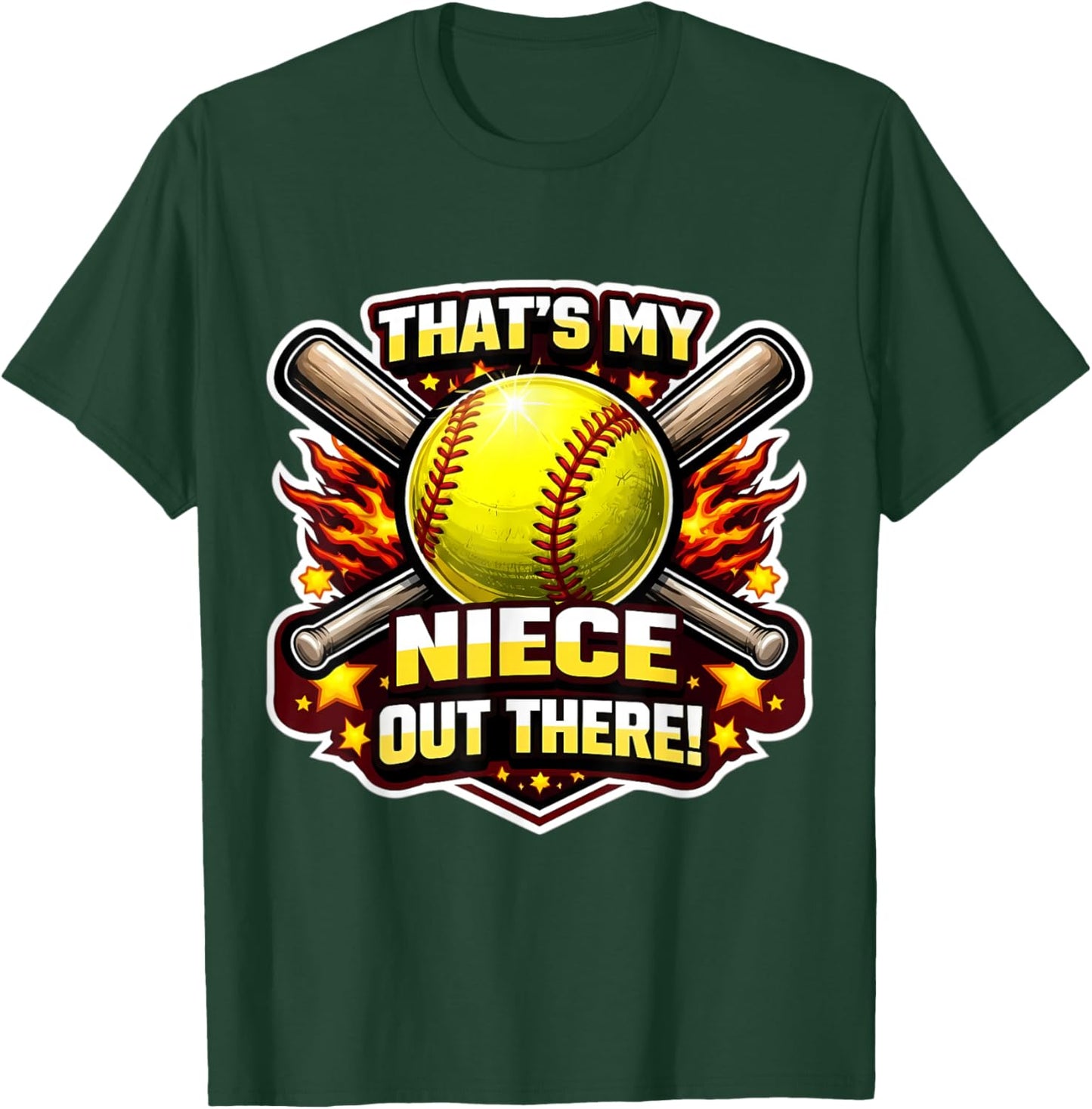 That's My Niece Out There Proud Softball Uncle Aunt Player T-Shirt - T-Shirt | Forest