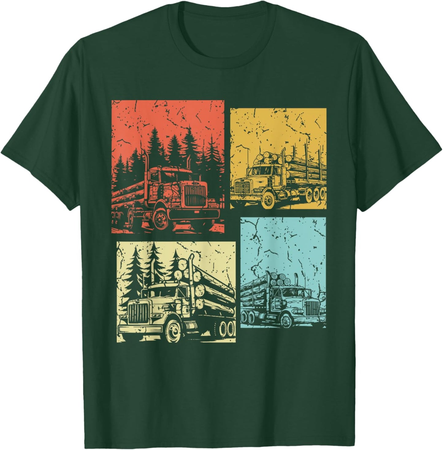 Vintage Log Truck Driver Funny Logger Birthday Logging T-Shirt - T-Shirt | Forest
