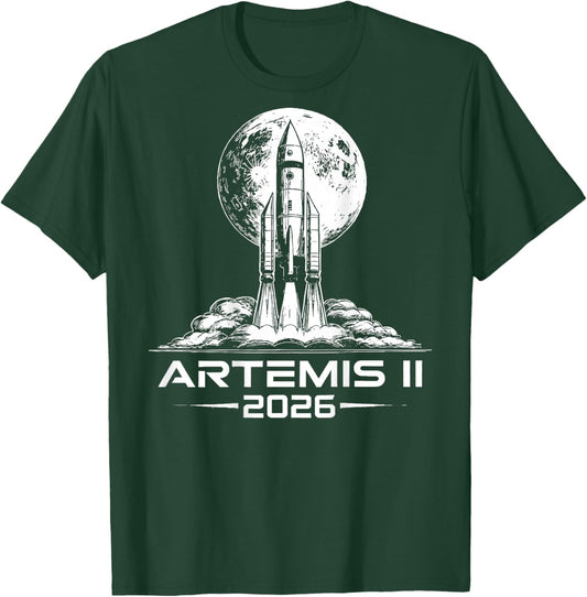 (On Back) Artemis II Back to the Moon 2026 T-Shirt - T-Shirt | Forest