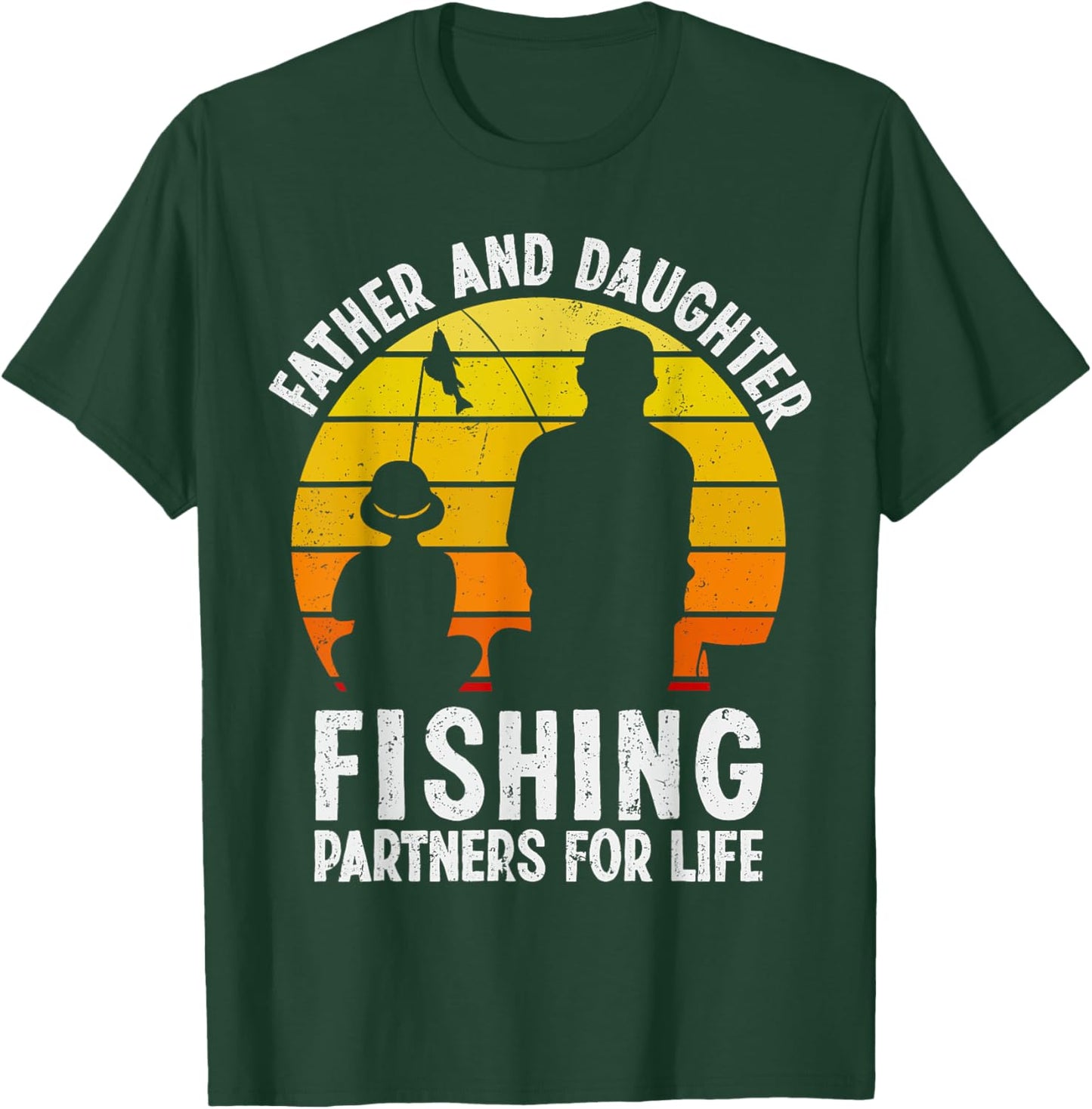Father Daughter Fishing Partner For Life Retro Matching Dad T-Shirt - T-Shirt | Forest
