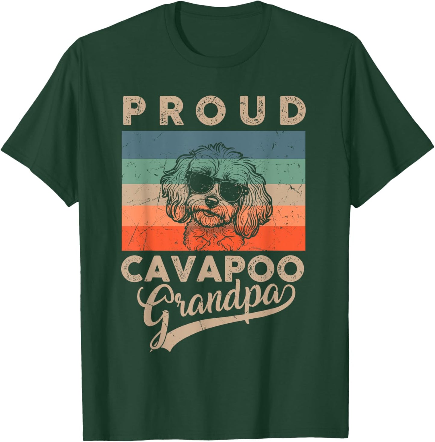 Vintage Proud Cavapoo Dog Grandpa Dog Owner Father's Day Women Kids T-Shirt - T-Shirt | Forest