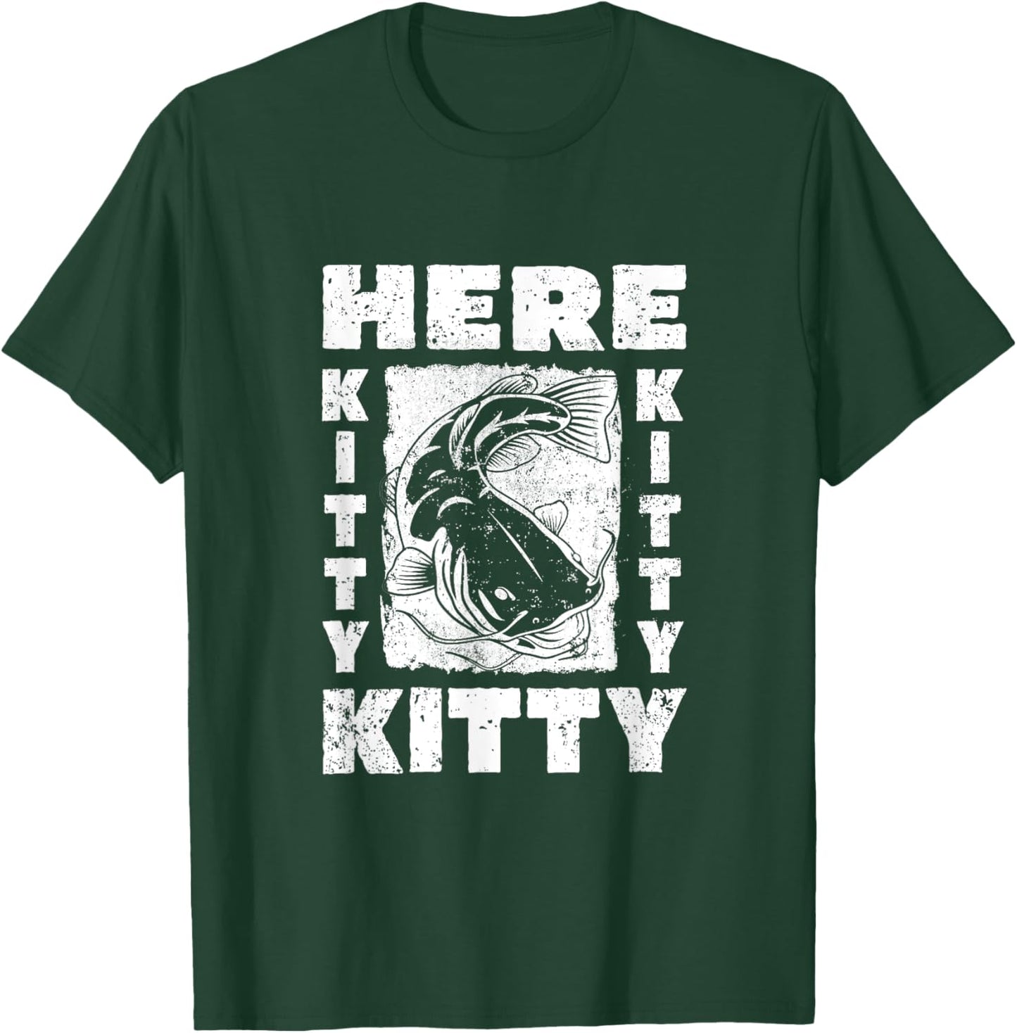 Flathead Catfish Fishing Catfish Hunter Here Kitty Kitty Pun T-Shirt - T-Shirt | Forest