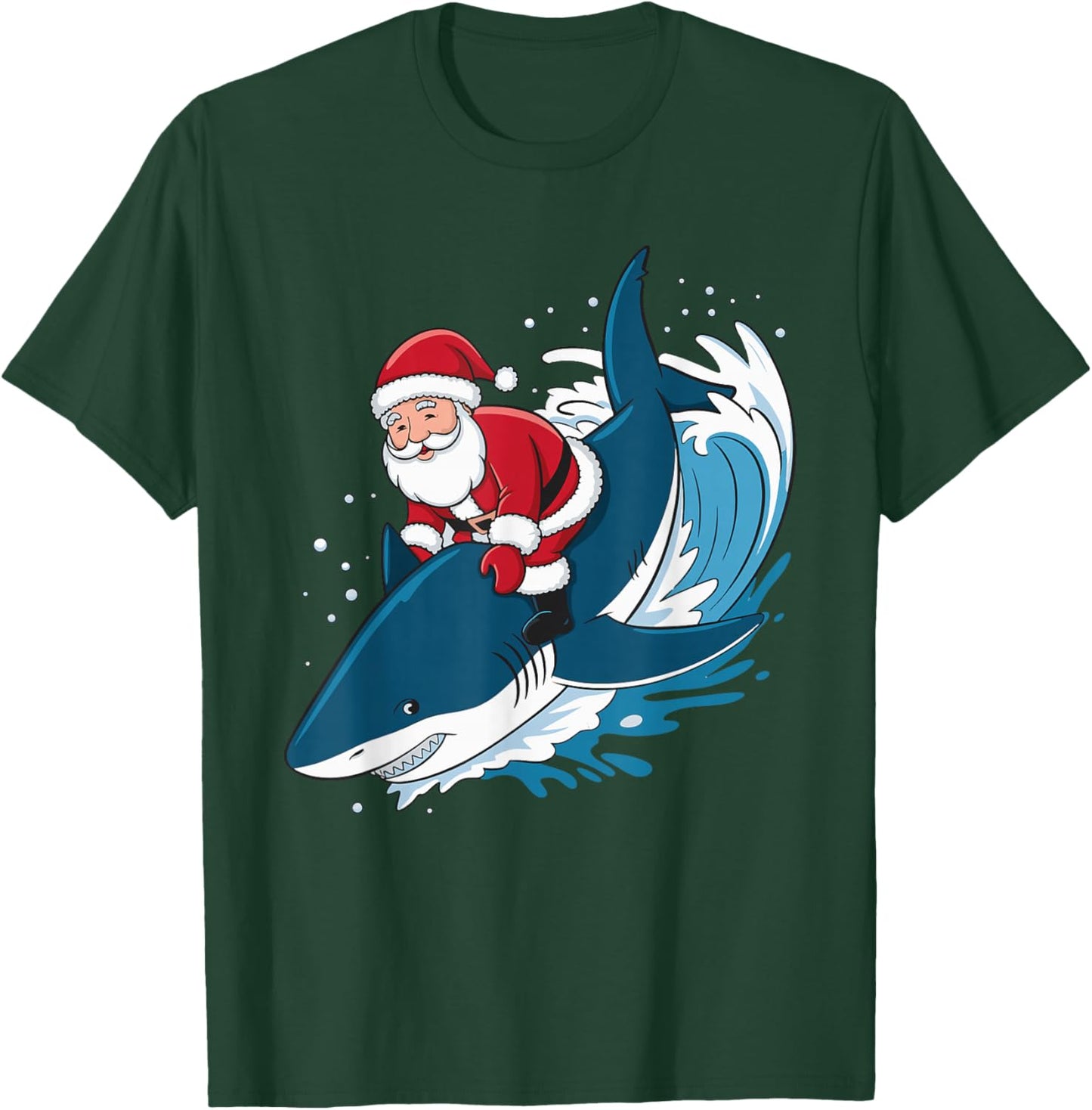 Santa Riding A Shark T-Shirt - T-Shirt | Forest