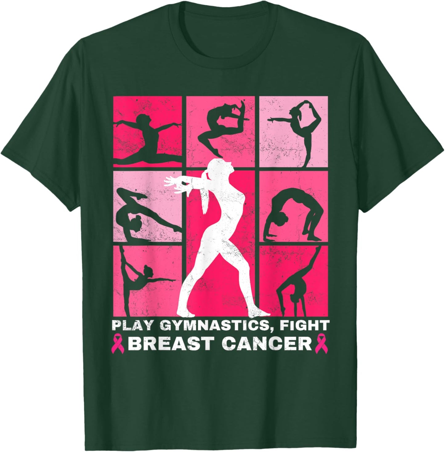 Gymnastics Lovers Breast Cancer Awareness For Gymnast Girls T-Shirt - T-Shirt | Forest