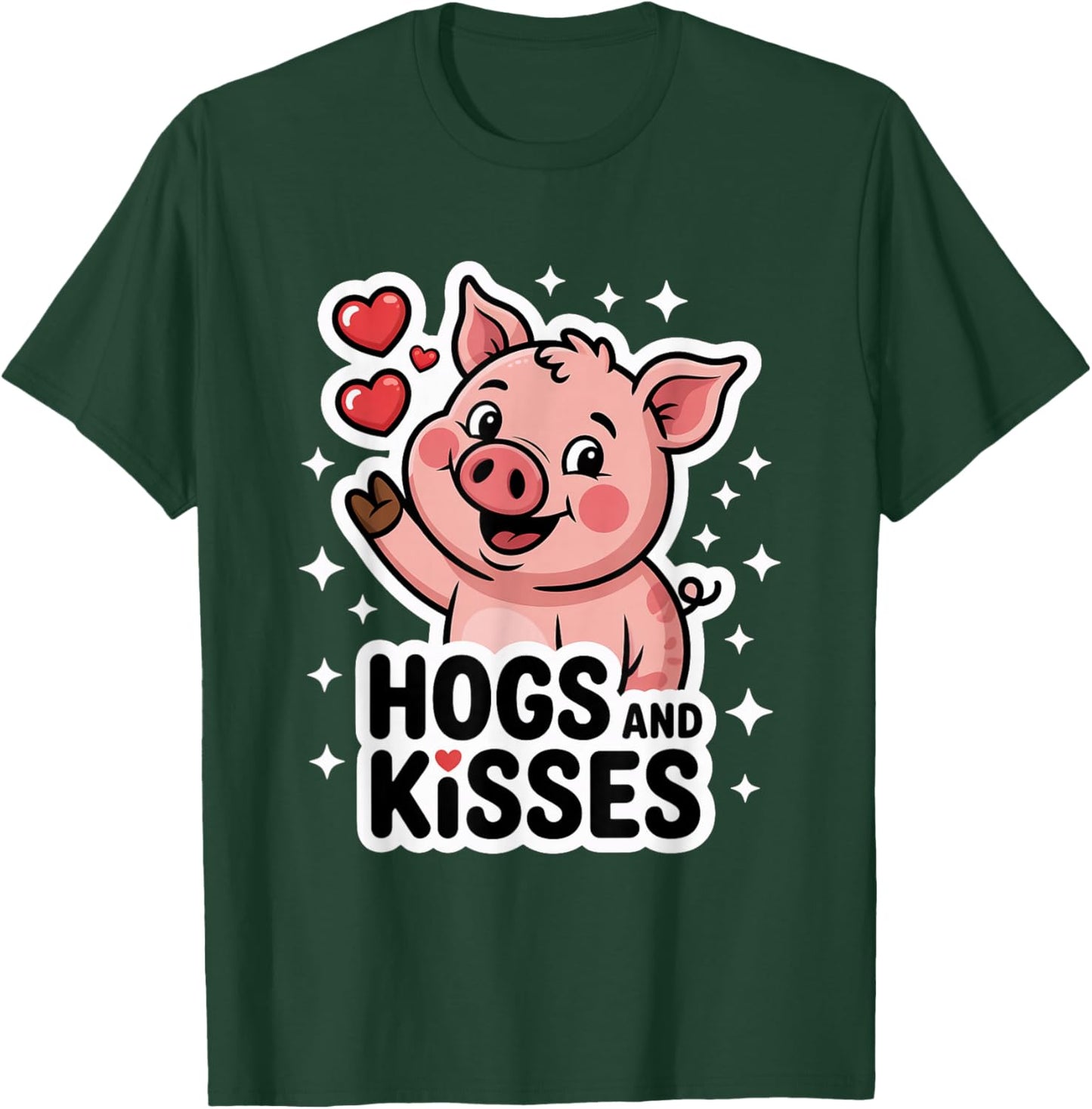 Hogs and Kisses Cute Cartoon Pig T-Shirt - T-Shirt | Forest