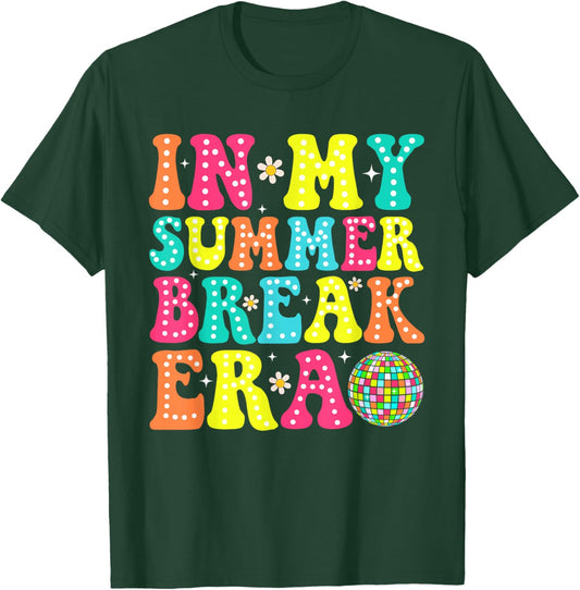 in My Summer Break Era Retro School's Out for Summer Teacher T-Shirt - T-Shirt | Forest