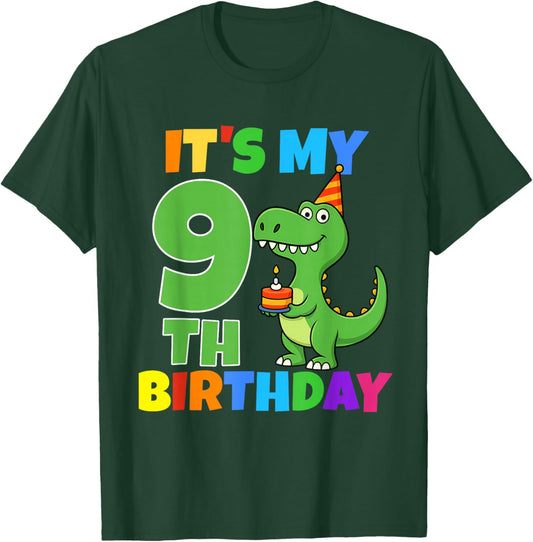It's My 9th Birthday Dinosaur T-Rex 9 Year Old Boy Funny T-Shirt - T-Shirt | Forest
