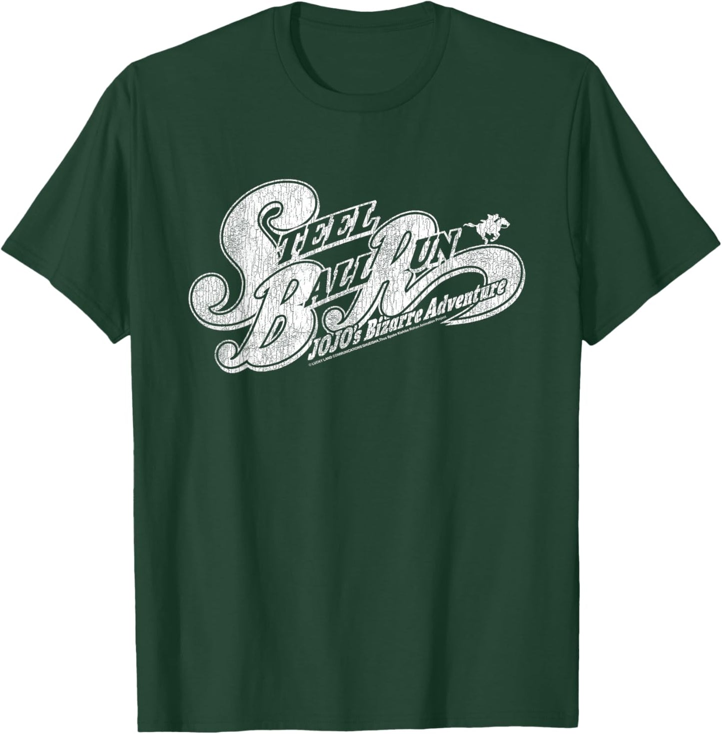 Steel Ball Run Distressed White Show Logo Anime T-Shirt - T-Shirt | Forest