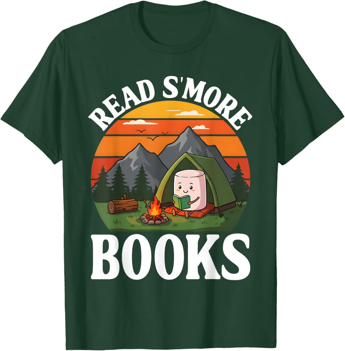 Read S'more Books Camping Outdoors Travel Campfire Smores T-Shirt - T-Shirt | Forest