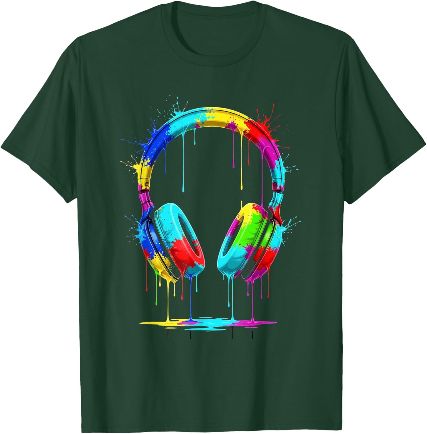 Gamer Headphones Paint Gaming Lover T-Shirt - T-Shirt | Forest