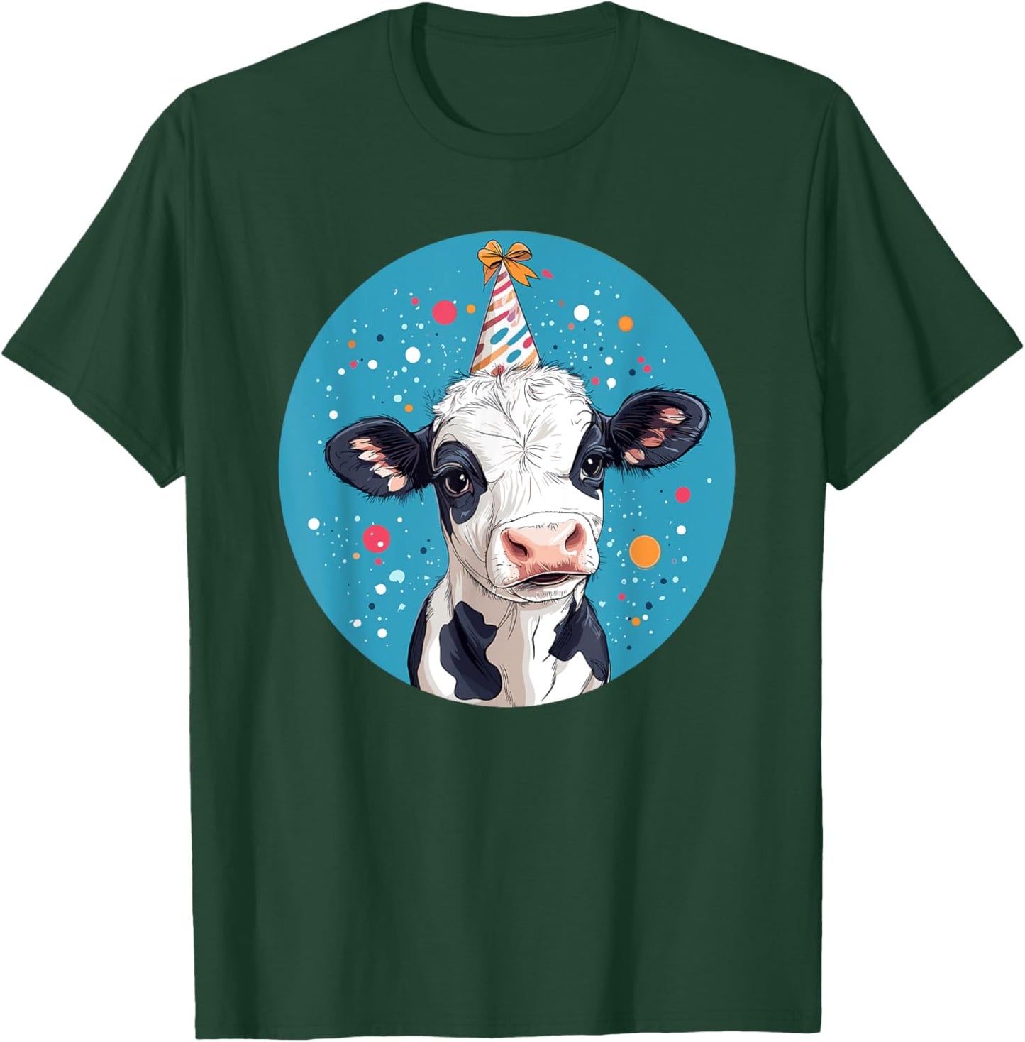 Party Hat Adorable Cow Birthday Bash T-Shirt - T-Shirt | Forest