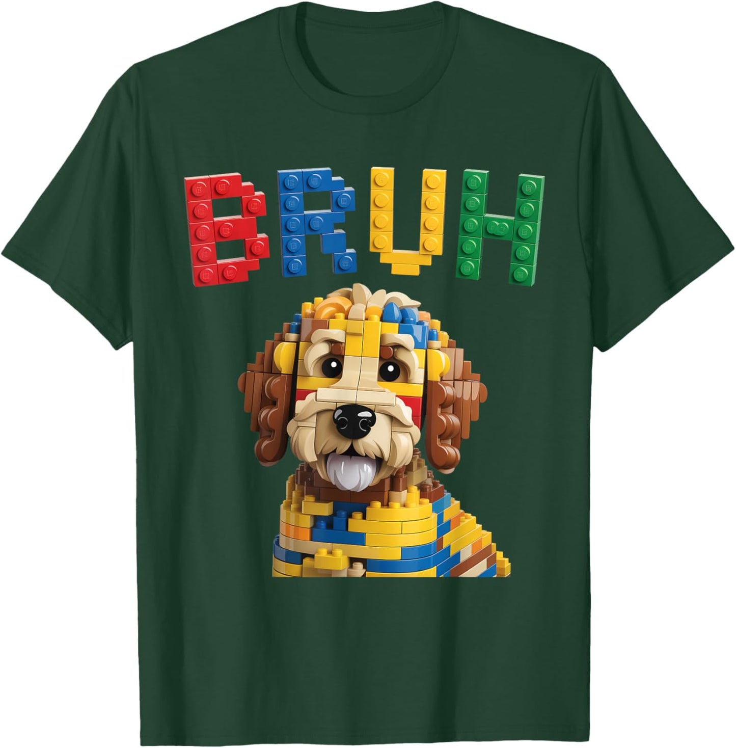 Building Blocks Brick Builder Goldendoodle Dog Goldendoodle T-Shirt - T-Shirt | Forest