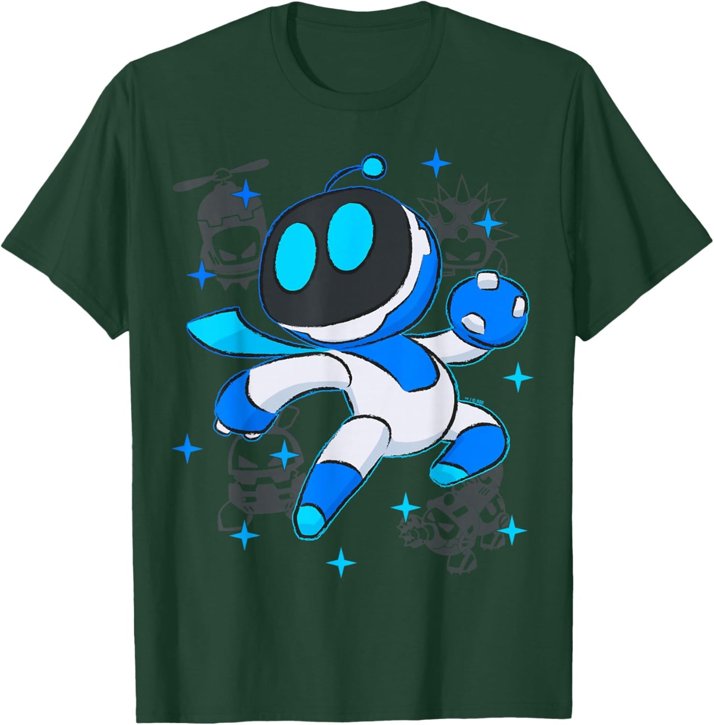 Astrobot PlayStation's Astro Bot Fighting Enemies In Space T-Shirt - T-Shirt | Forest
