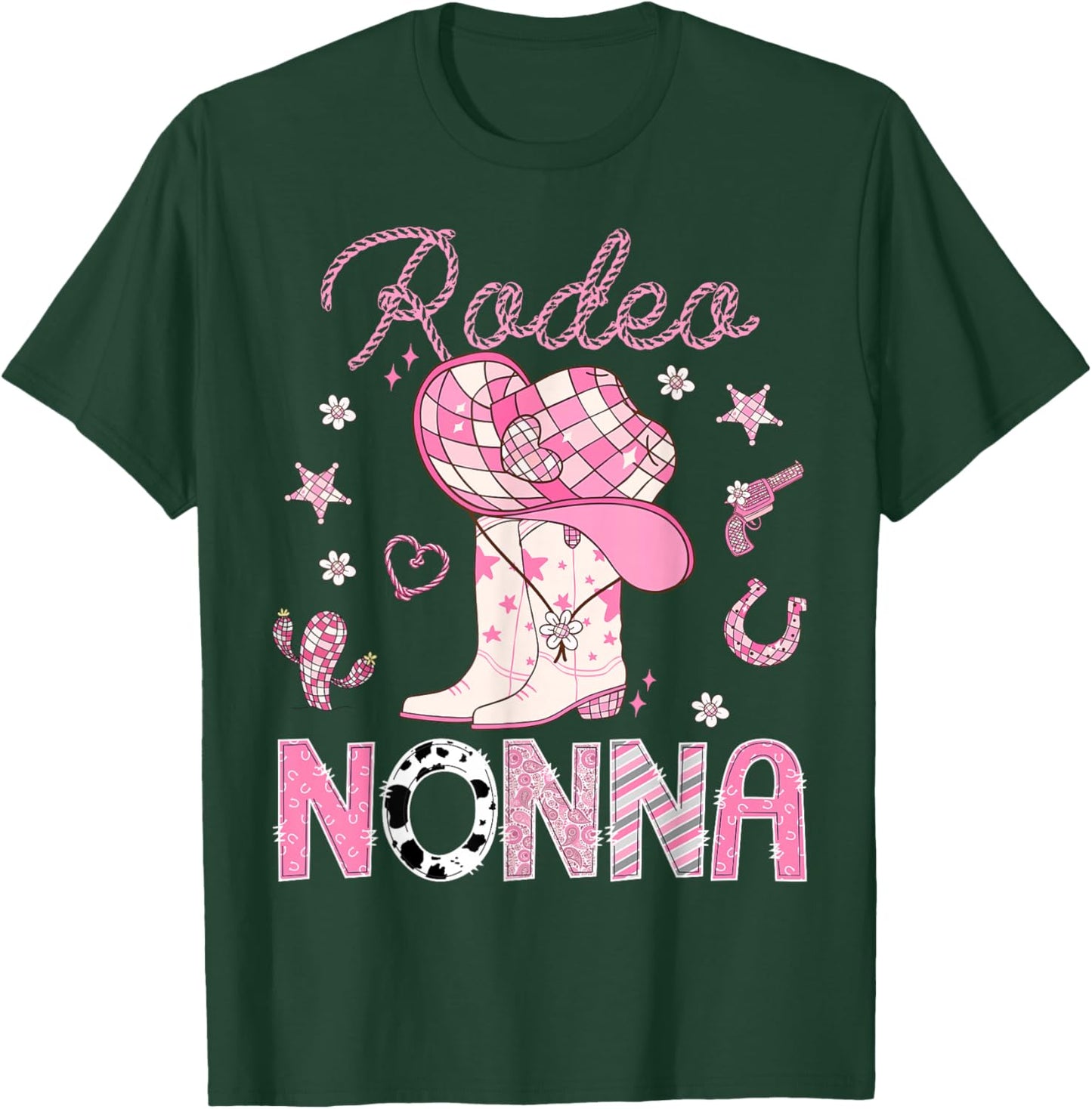 Rodeo Nonna Pink Boots Disco CowGirl Birthday T-Shirt - T-Shirt | Forest