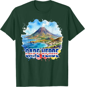Cape Verdean National Flag Patriotic Cape Verde Watercolor T-Shirt - T-Shirt | Forest