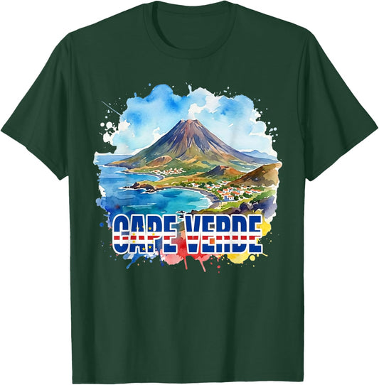 Cape Verdean National Flag Patriotic Cape Verde Watercolor T-Shirt - T-Shirt | Forest