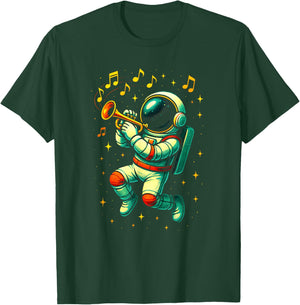 Astronaut Playing Trumpet - Music Space Art T-Shirt - T-Shirt | Forest