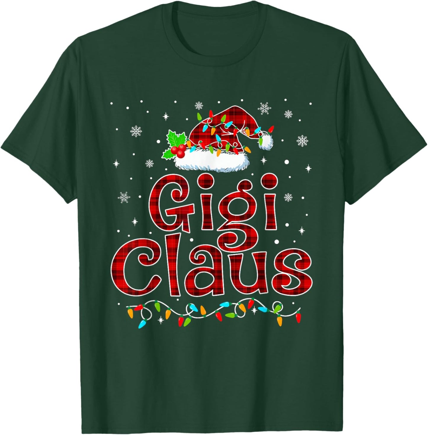 Gigi Claus Christmas Pajama Matching Family Xmas Lights T-Shirt - T-Shirt | Forest