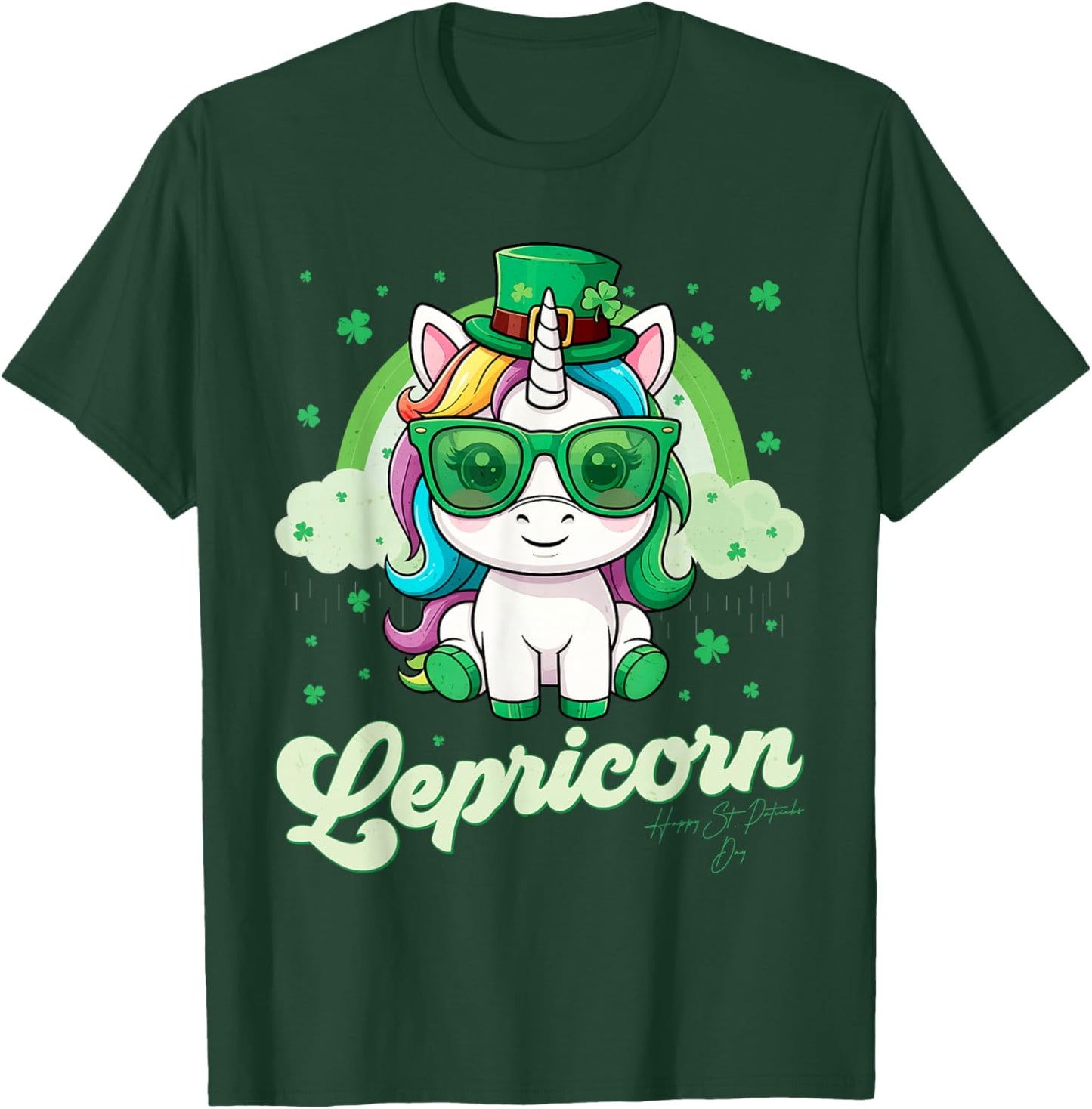 Funny Lepricorn Unicorn Happy St Patricks Day Women Girls T-Shirt - T-Shirt | Forest