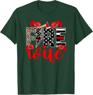 Fire Wife of A Firefighter Wife Leopard Fireman Wife T-Shirt - T-Shirt | Forest