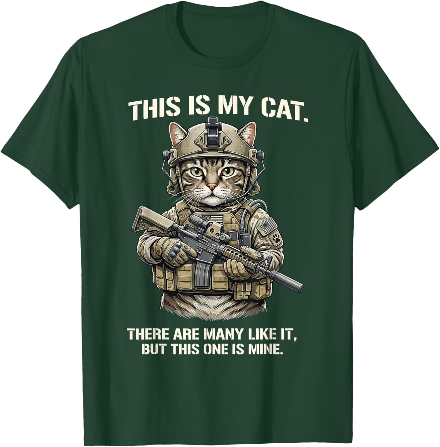 Funny Military Feline Soldier Creed T-Shirt - T-Shirt | Forest