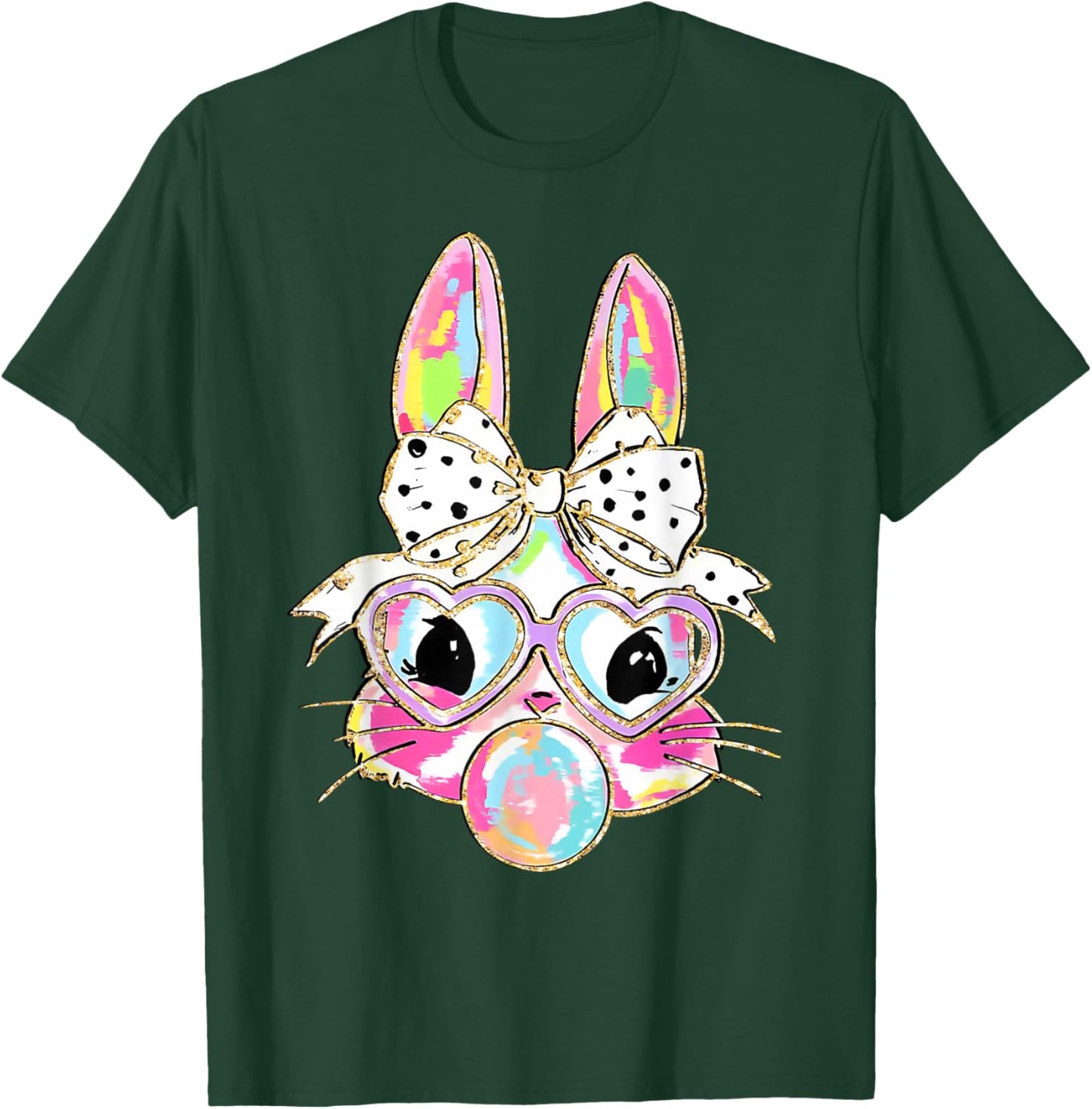 Funny Bunny Glasses Rabbit Lovers Happy Easter Couples Girls T-Shirt - T-Shirt | Forest