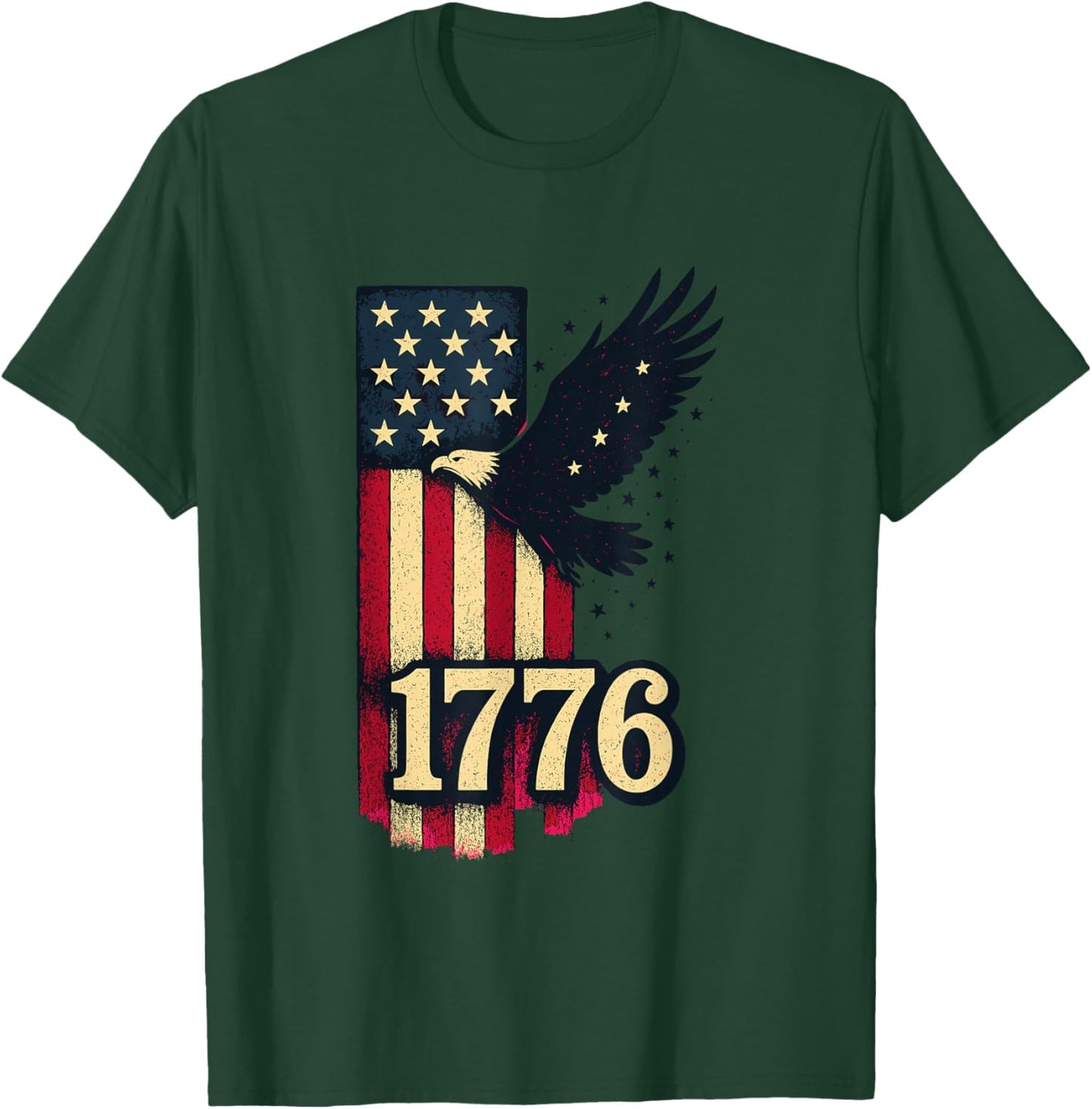 American Flag Eagle 1776 Distressed T-Shirt - T-Shirt | Forest
