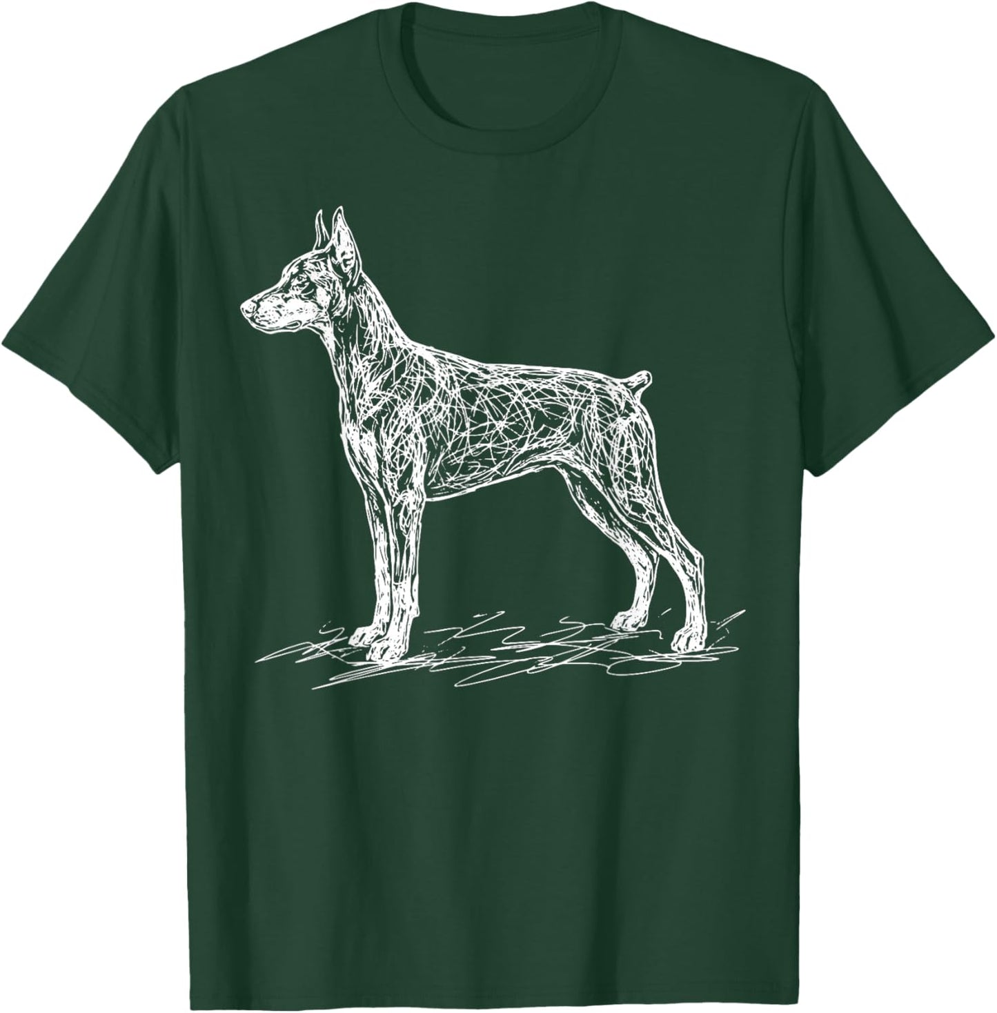 Doberman Line Art T-Shirt - T-Shirt | Forest