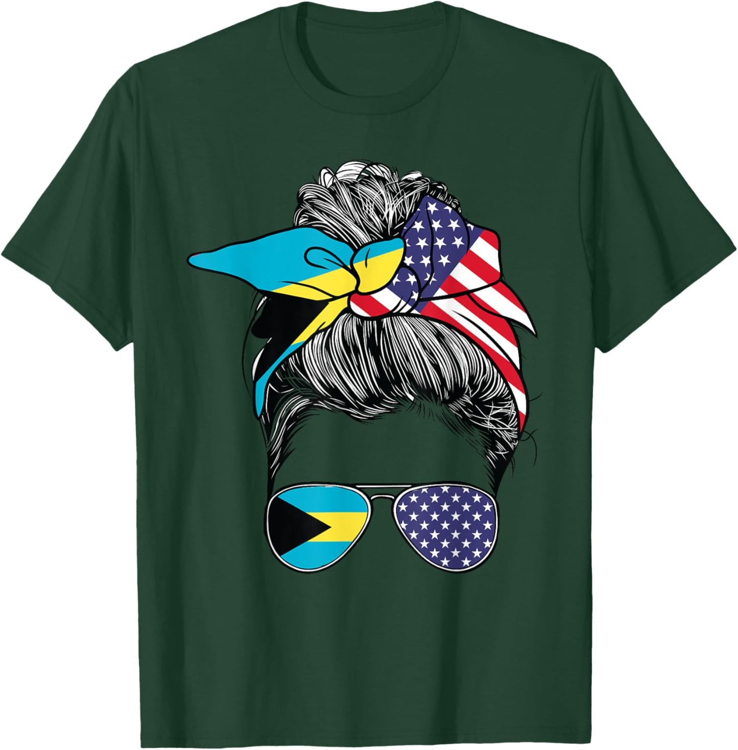 Bahamas Women Bahamian Flag American Heritage USA Bahamas T-Shirt - T-Shirt | Forest